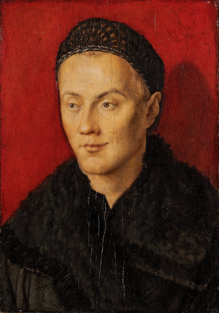 Albrecht Dürer, Portrait d’un jeune homme , vers 1500-1510, huile sur panneau de sapin, 42,8 x 34,5 cm. Budapest, musée des Beaux-Arts © Musée des Beaux-Arts, Budapest 2016 En savoir plus sur http://www.evous.fr/Exposition-Chefs-d-oeuvre-de-Budapest-