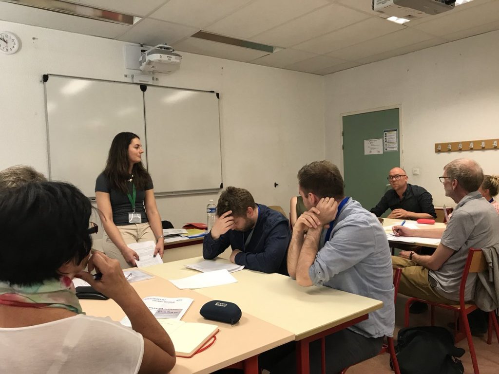 Atelier de Judith Geerling sur la crise migratoire en Europe - Congrès Euroclio / APHG au Lycée Marseilleveyre, 24 avril 2018. Crédits Ann-Laure Liéval / Euroclio.